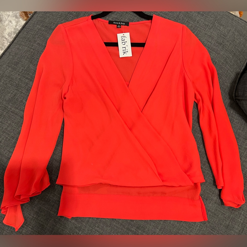 Fab'rik Vibrant Red (ish)/ Coral Wrap Top